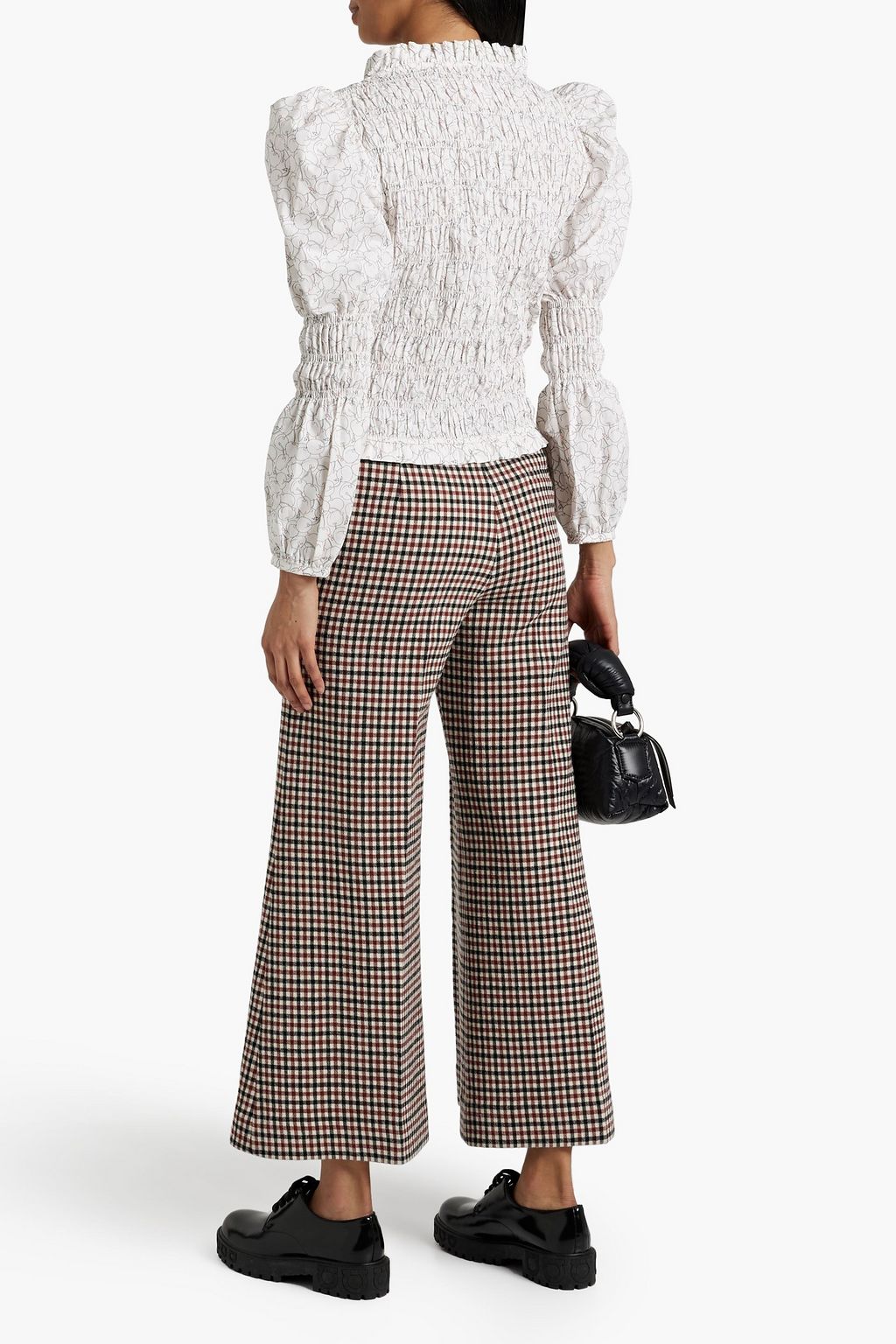 SHRIMPS Antoon shirred printed cotton-poplin top