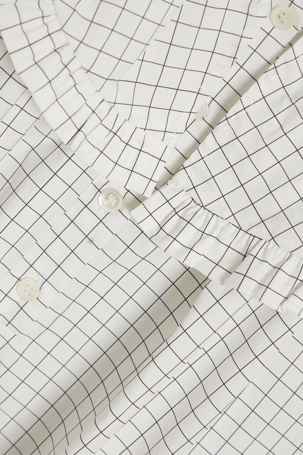 SHRIMPS Meadow ruffle-trimmed checked cotton-poplin top