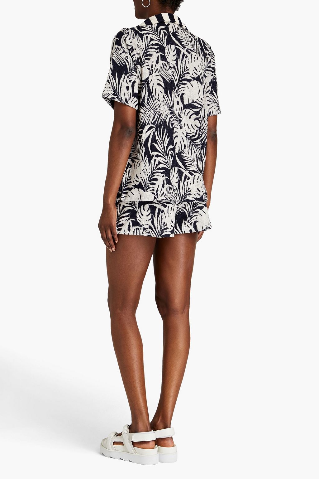 THE UPSIDE Wilma printed cotton-blend terry polo shirt