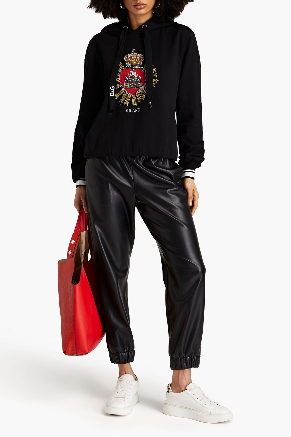 DOLCE & GABBANA フレンチコットンテリー フーディ プリント入り