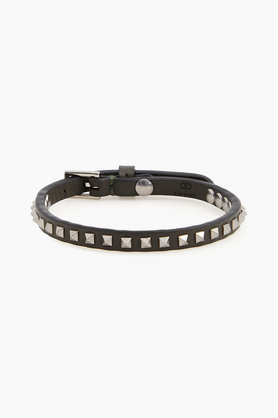 Valentino Garavani Studded Leather Bracelet In Grey