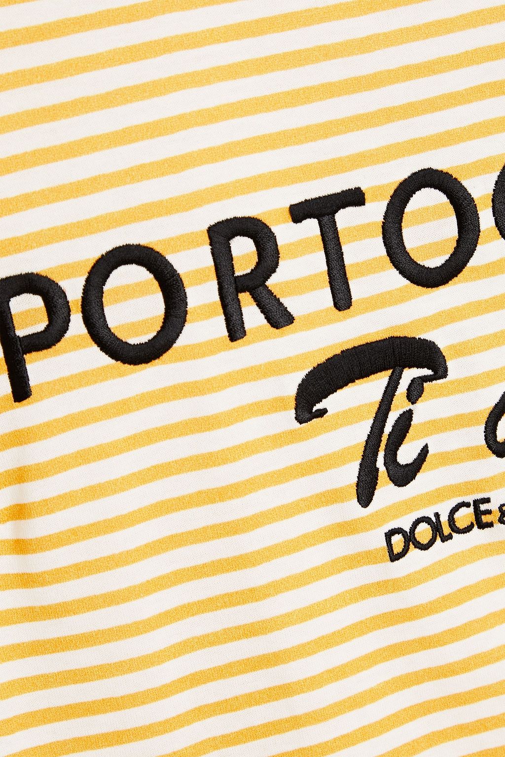 DOLCE&GABBANA Embroidered striped cotton-jersey T-shirt