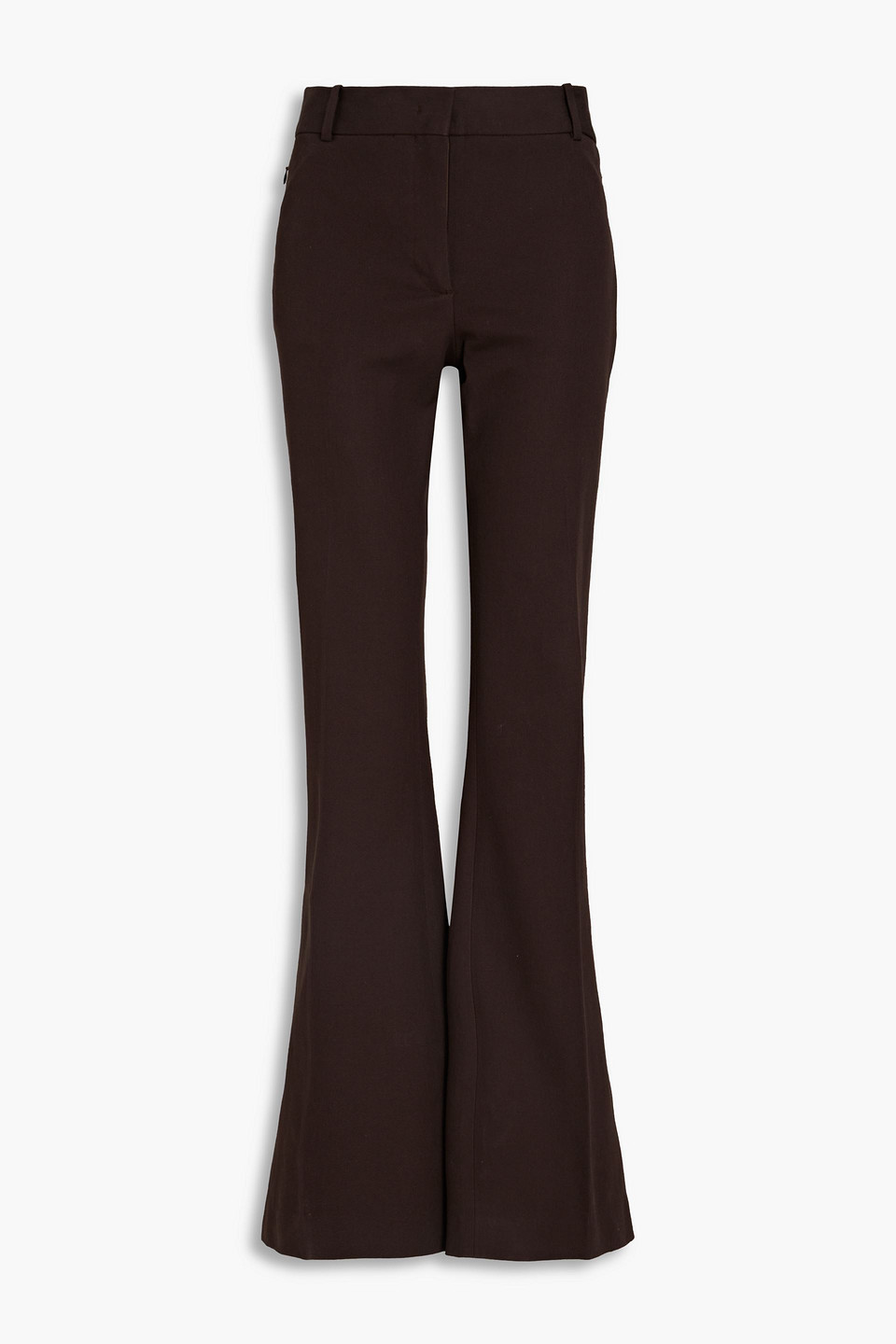 Frame Le High Flare Stretch-cotton Twill Flared Pants In Dark Brown