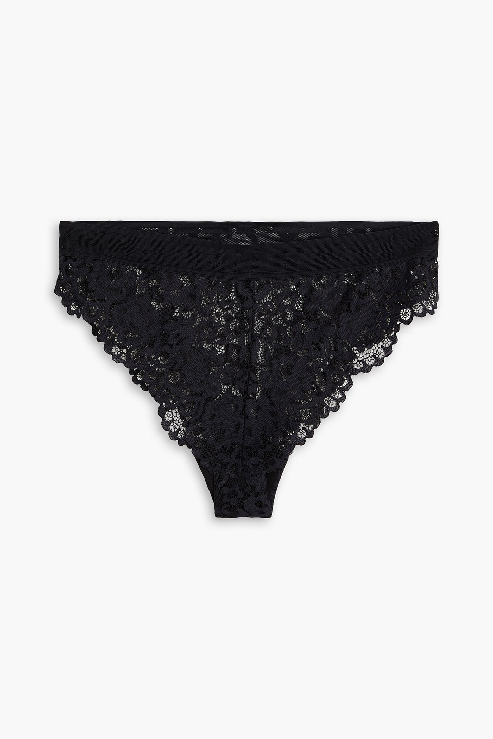 stella mccartney - stretch-lace mid-rise briefs - black - s
