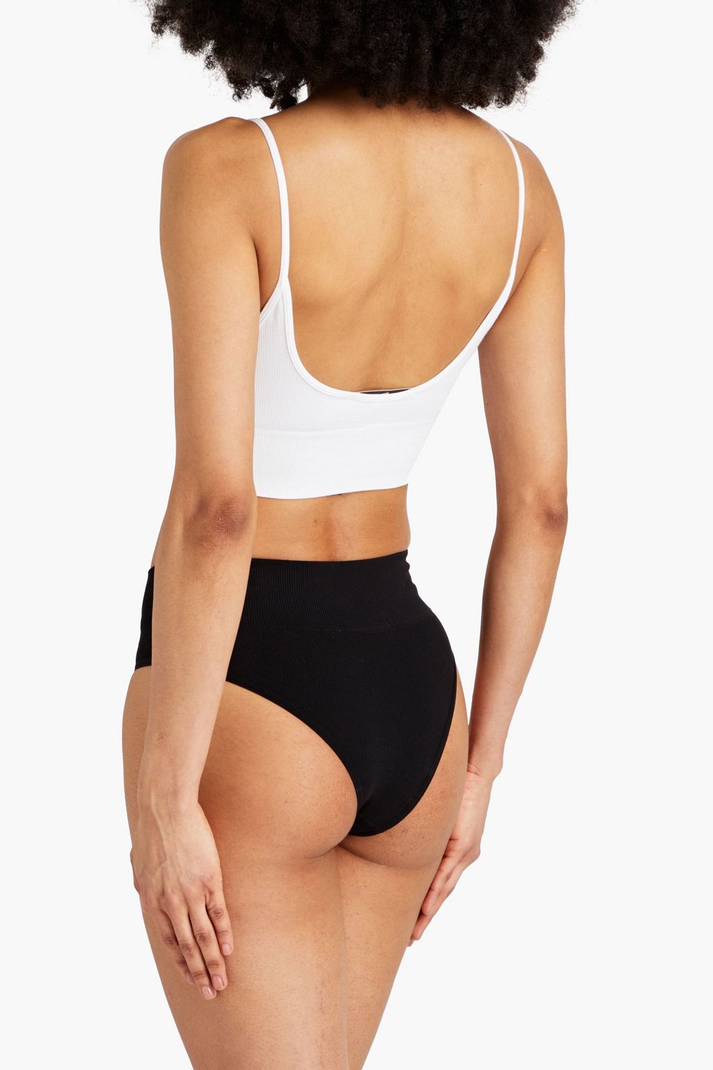 STELLA MCCARTNEY Printed ribbed cotton-blend jersey high-rise briefs
