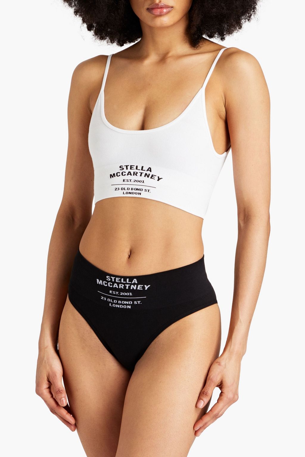 STELLA MCCARTNEY Printed ribbed cotton-blend jersey high-rise briefs