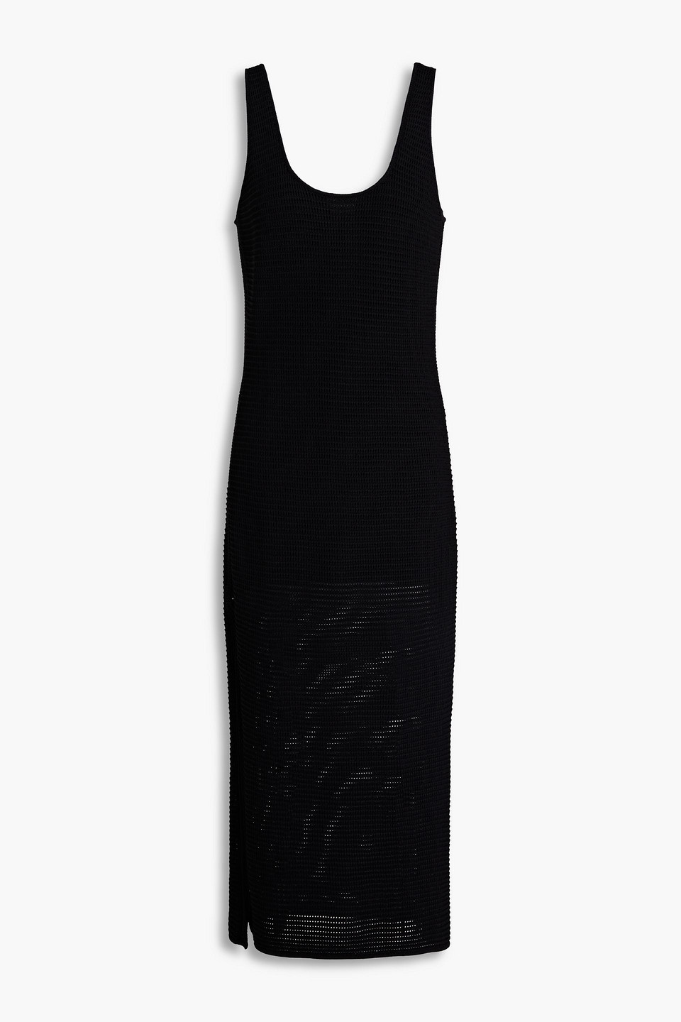 Shop Frame Crochet-knit Midi Dress In Black