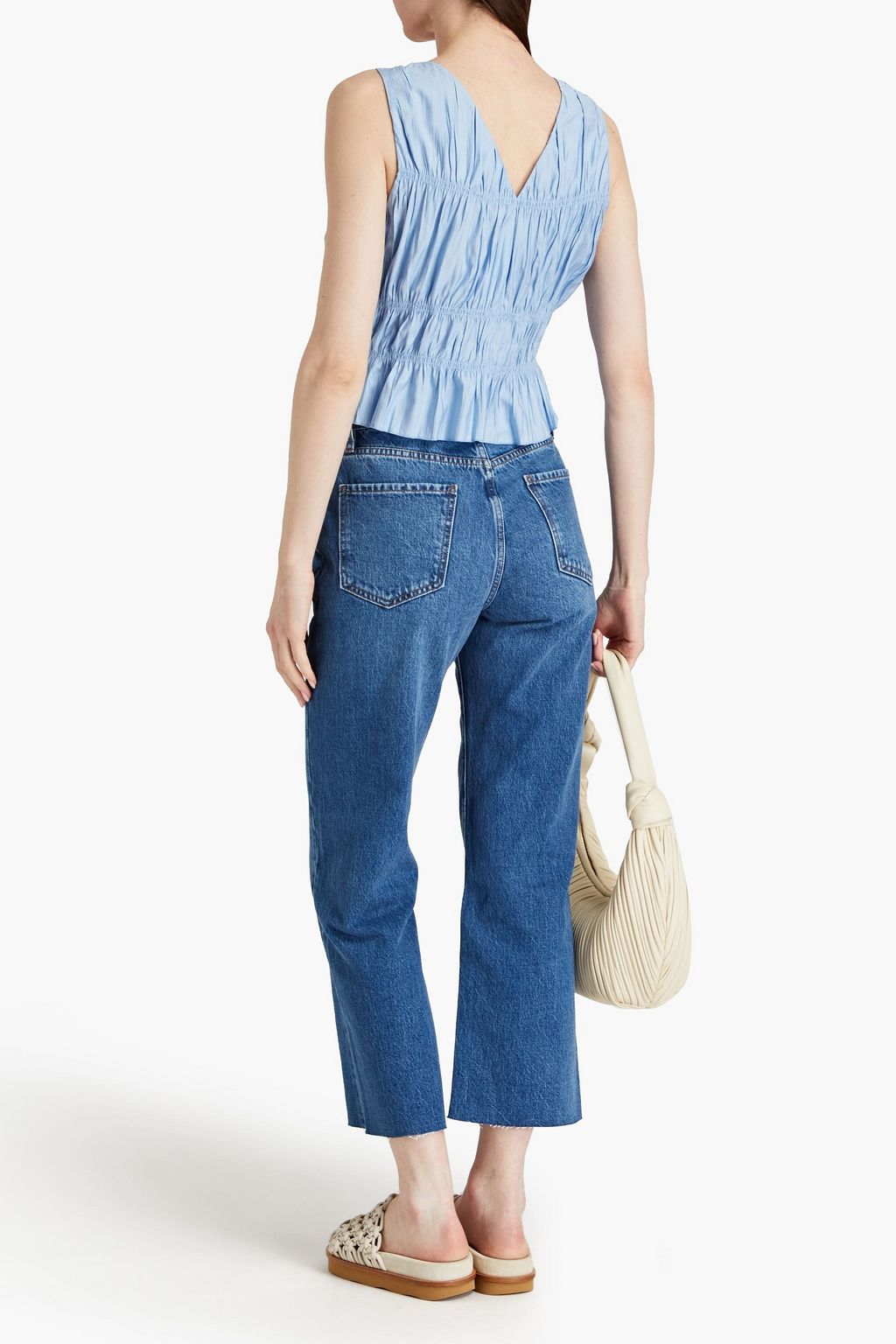 FRAME Le Jane cropped distressed high-rise straight-leg jeans
