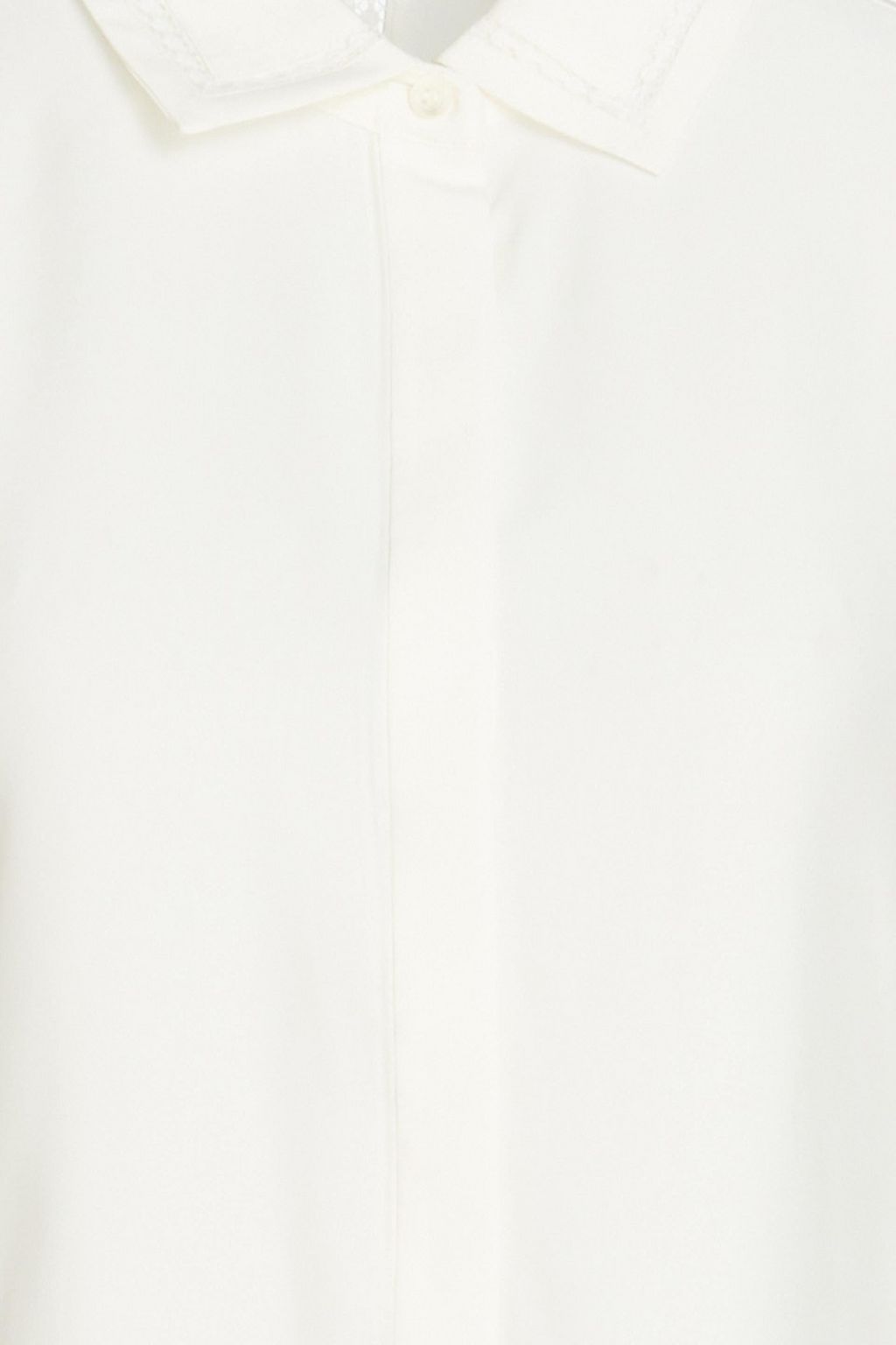 FRAME Lace-trimmed silk-satin shirt