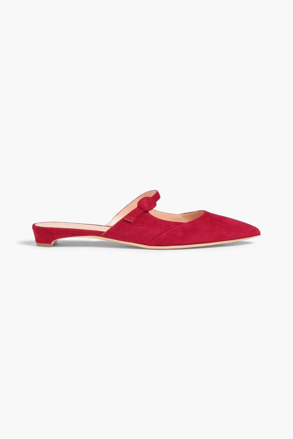 Rupert Sanderson Suede Mules In Red