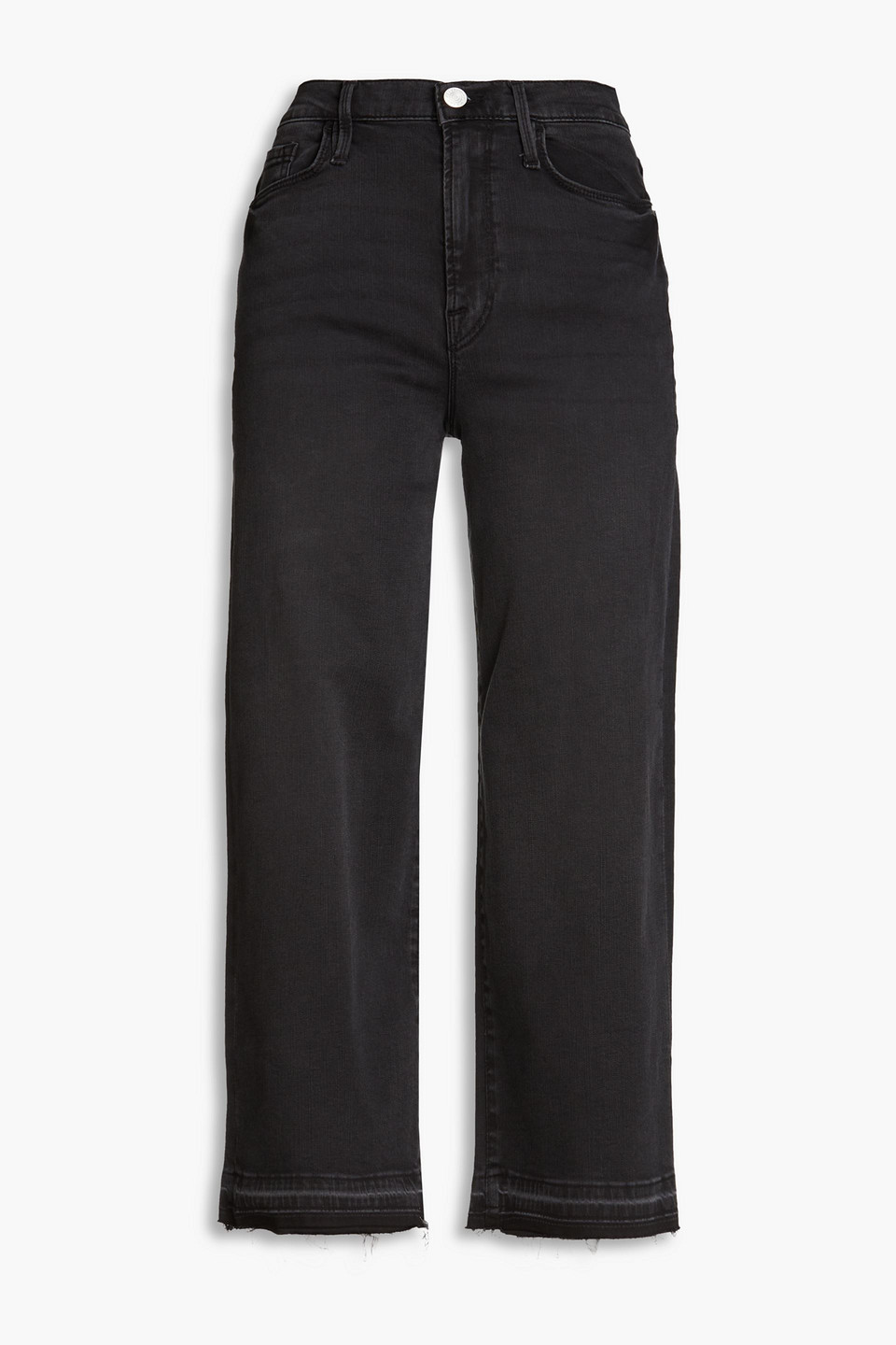 Frame Ali Cropped High-rise Wide-leg Jeans In Anthracite