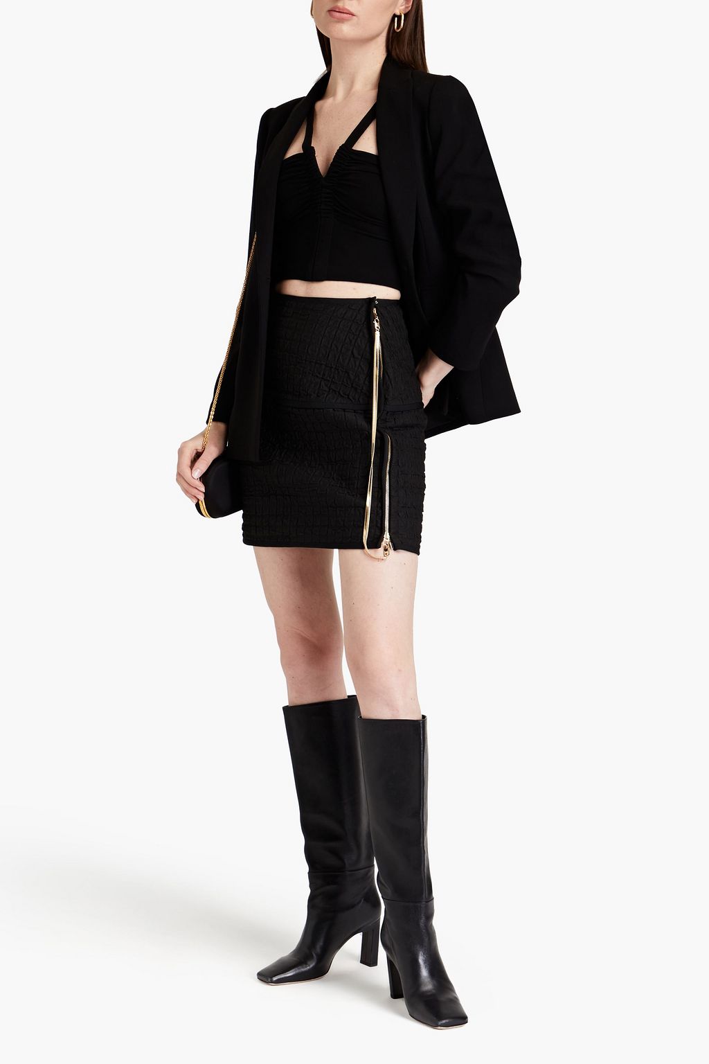 AZ FACTORY SuperTech-SuperChic embellished jacquard-knit mini skirt
