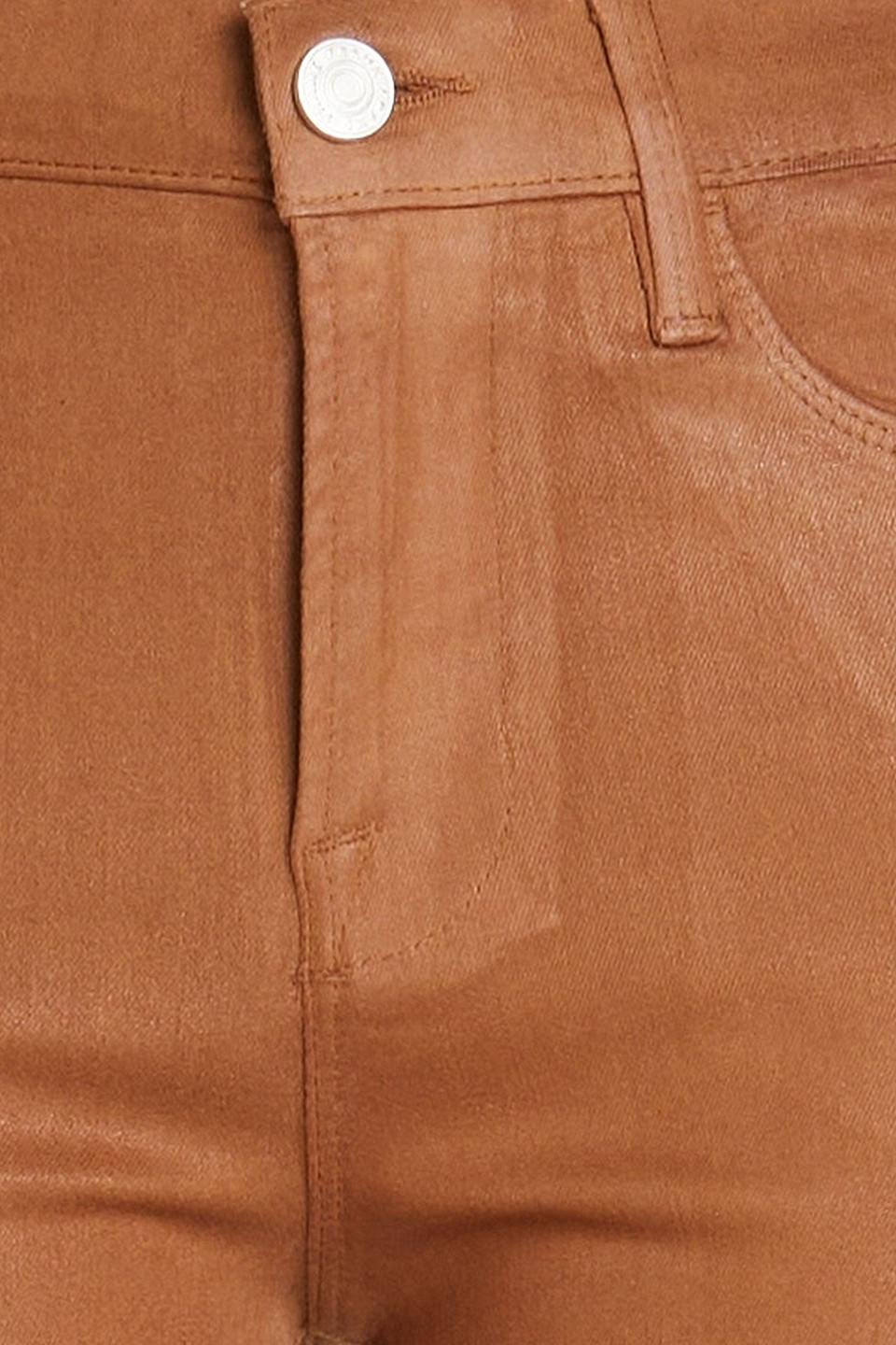 Shop Frame Le High Cropped Coated High-rise Straight-leg Jeans In Light Brown