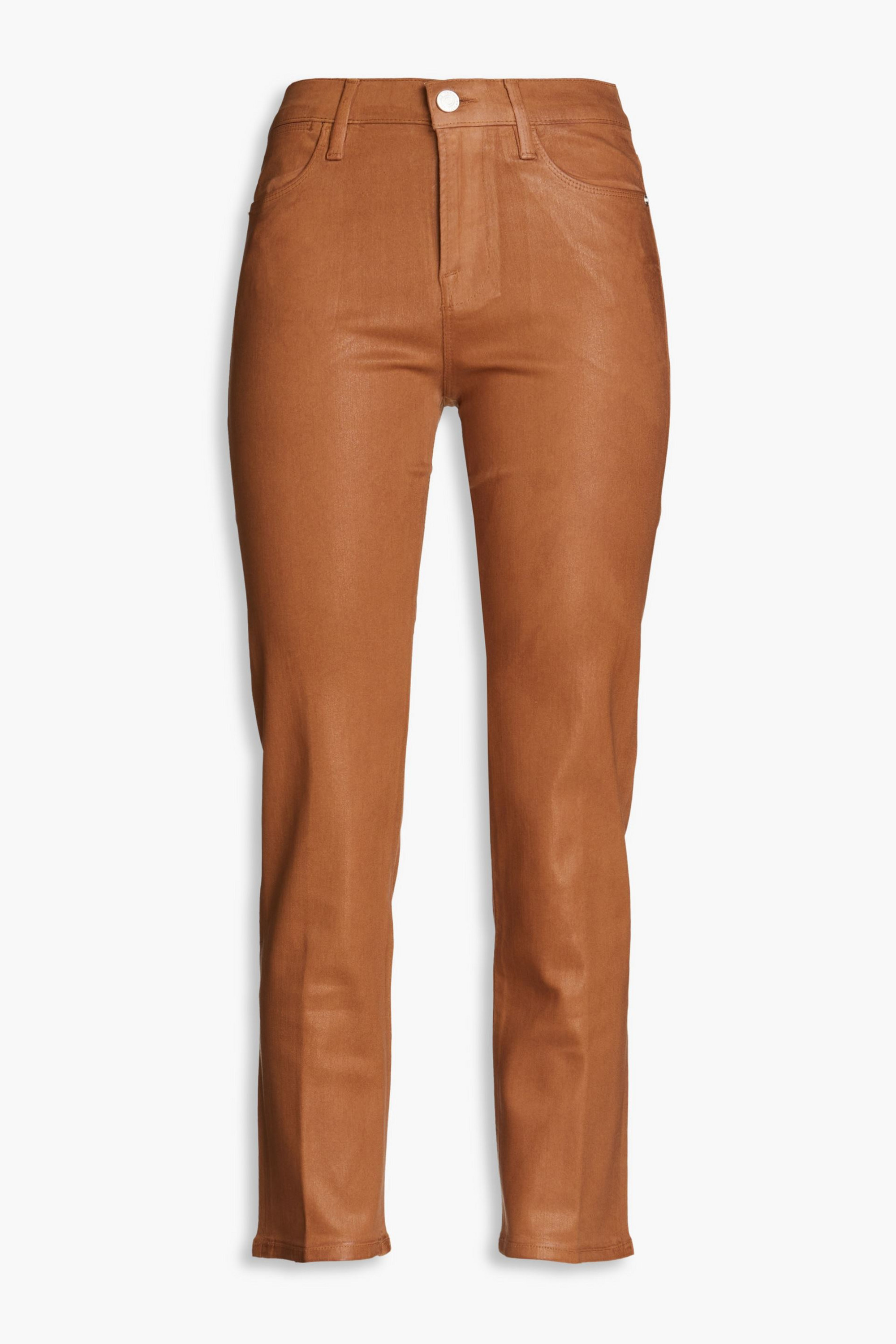 FRAME Le High cropped coated high-rise straight-leg jeans thumbnail