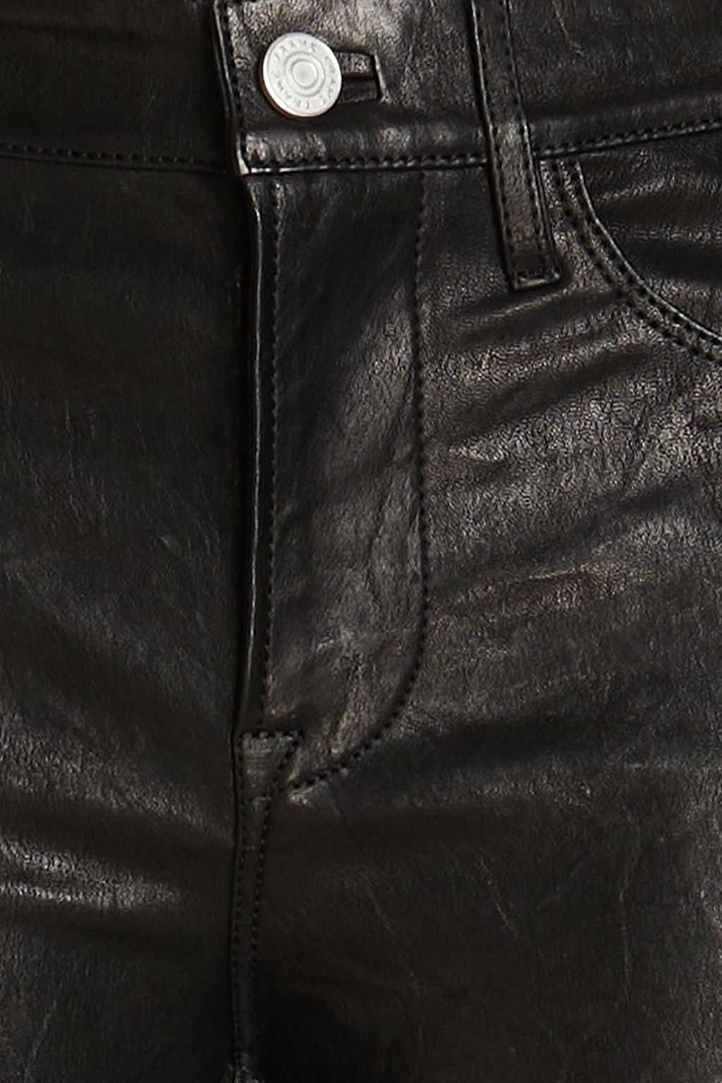 FRAME Le High Straight crinkled leather straight-leg pants