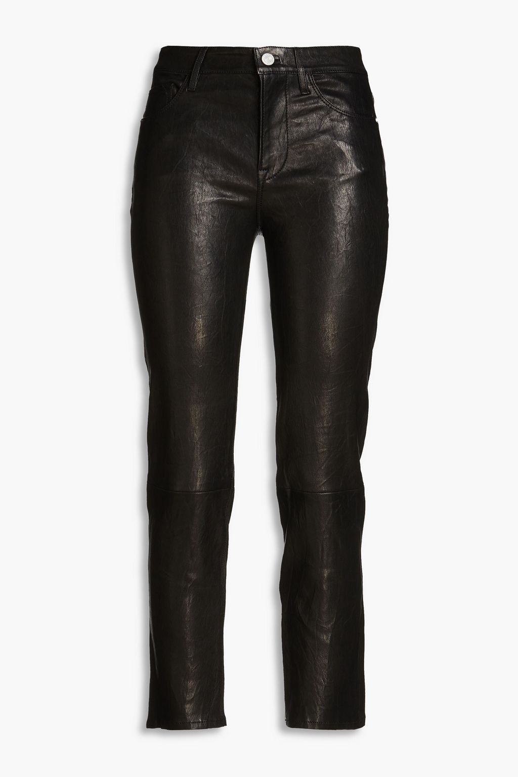 FRAME Le High Straight crinkled leather straight-leg pants | THE OUTNET