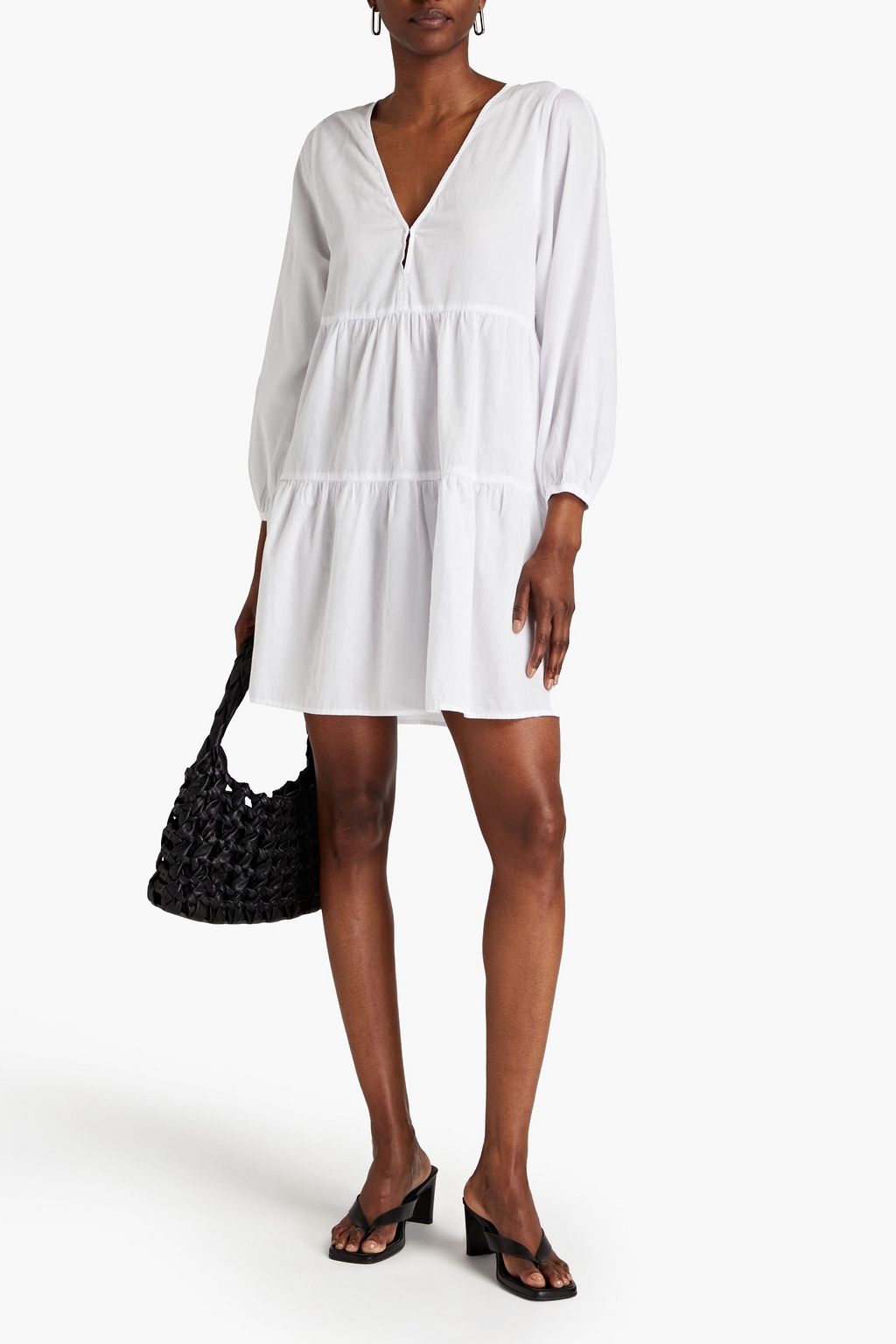 ENZA COSTA Tiered cotton-poplin mini dress | THE OUTNET