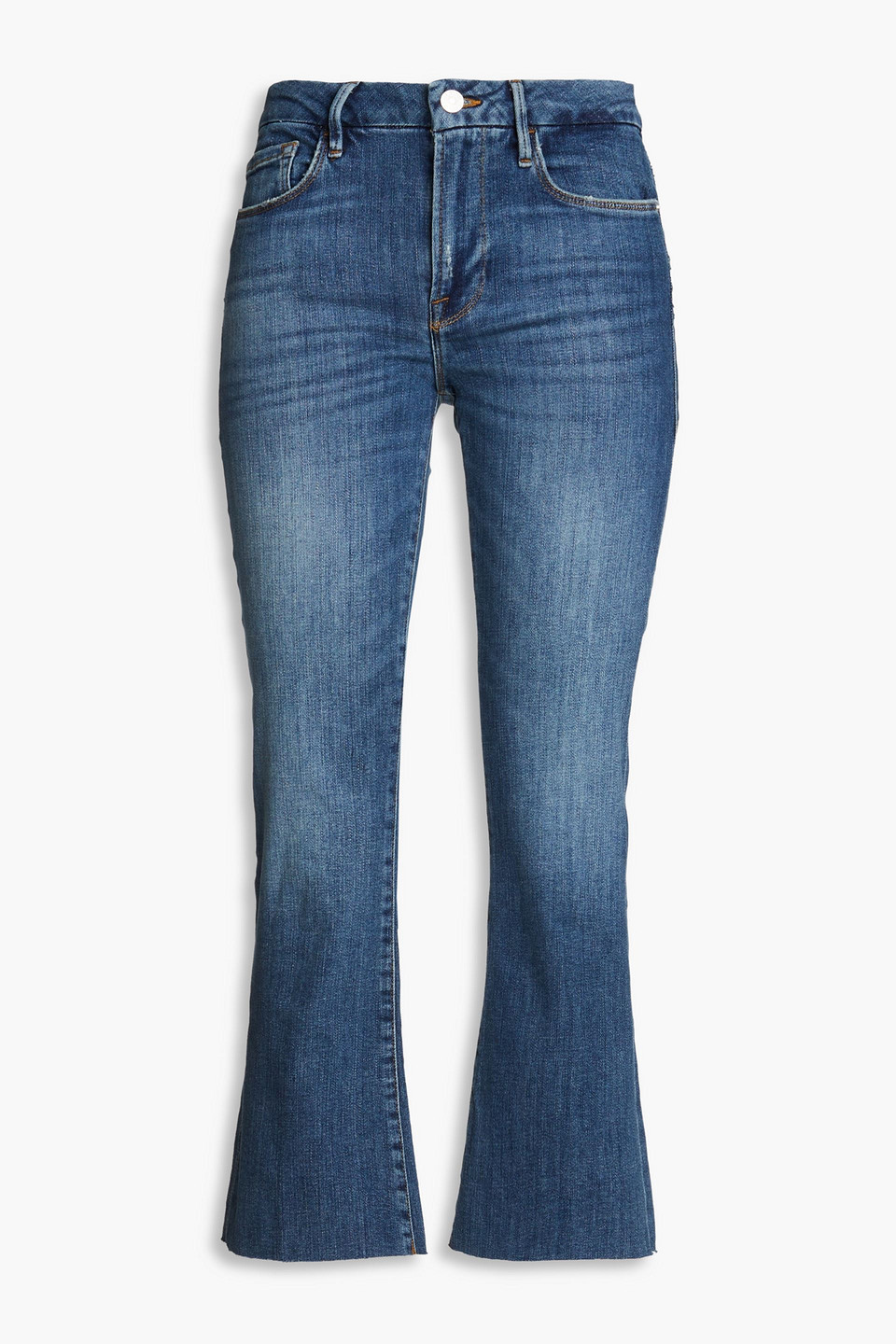 Frame Le Crop Mini Boot Mid-rise Bootcut Jeans In Mid Denim