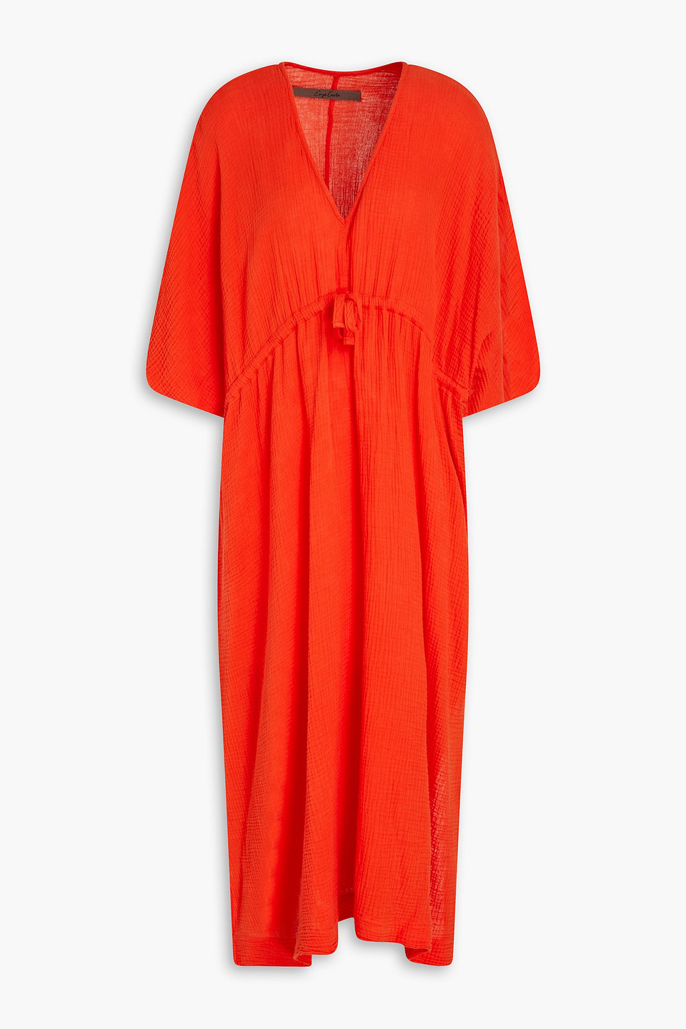 Enza Costa Cotton-seersucker Kaftan In Orange