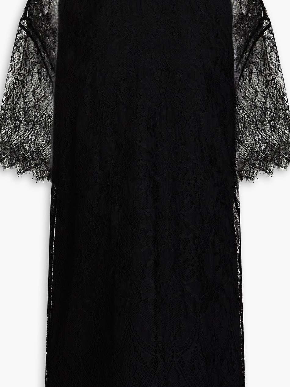 layered corded lace and crepe mini dress