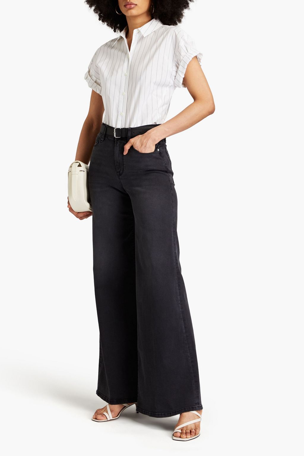 FRAME Striped cotton-poplin shirt