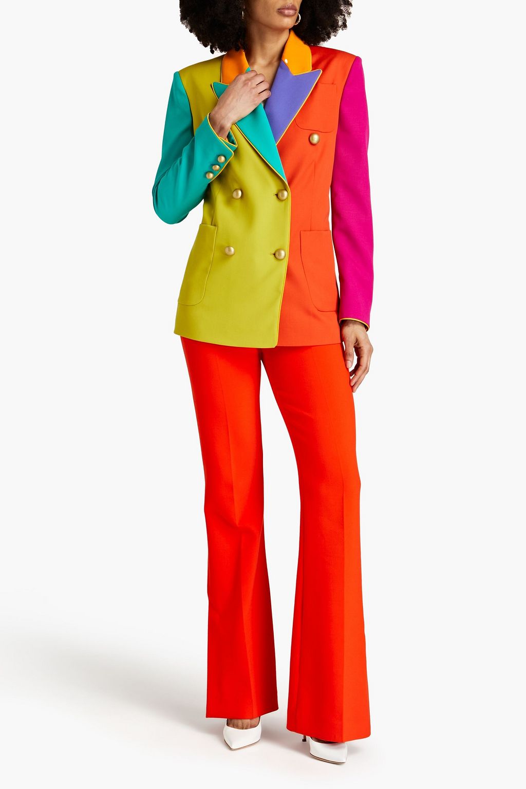 MOSCHINO Blazer aus Grain de Poudre aus Wolle in Colour-Block-Optik