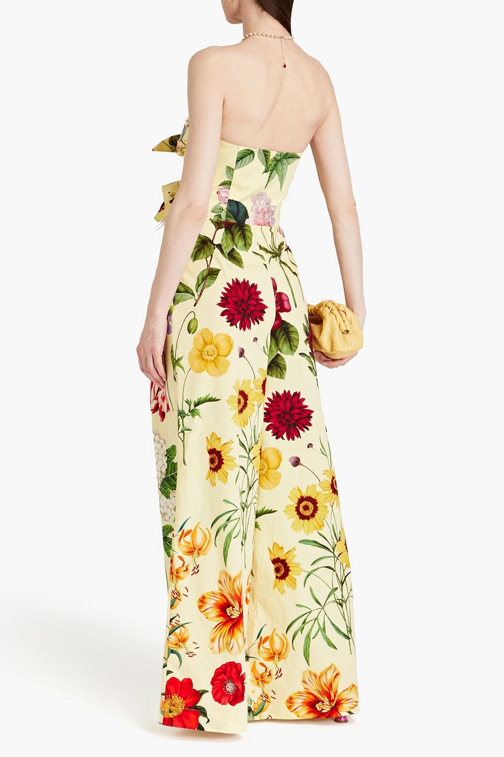 OSCAR DE LA RENTA Cutout floral-print cotton-blend poplin wide-leg jumpsuit
