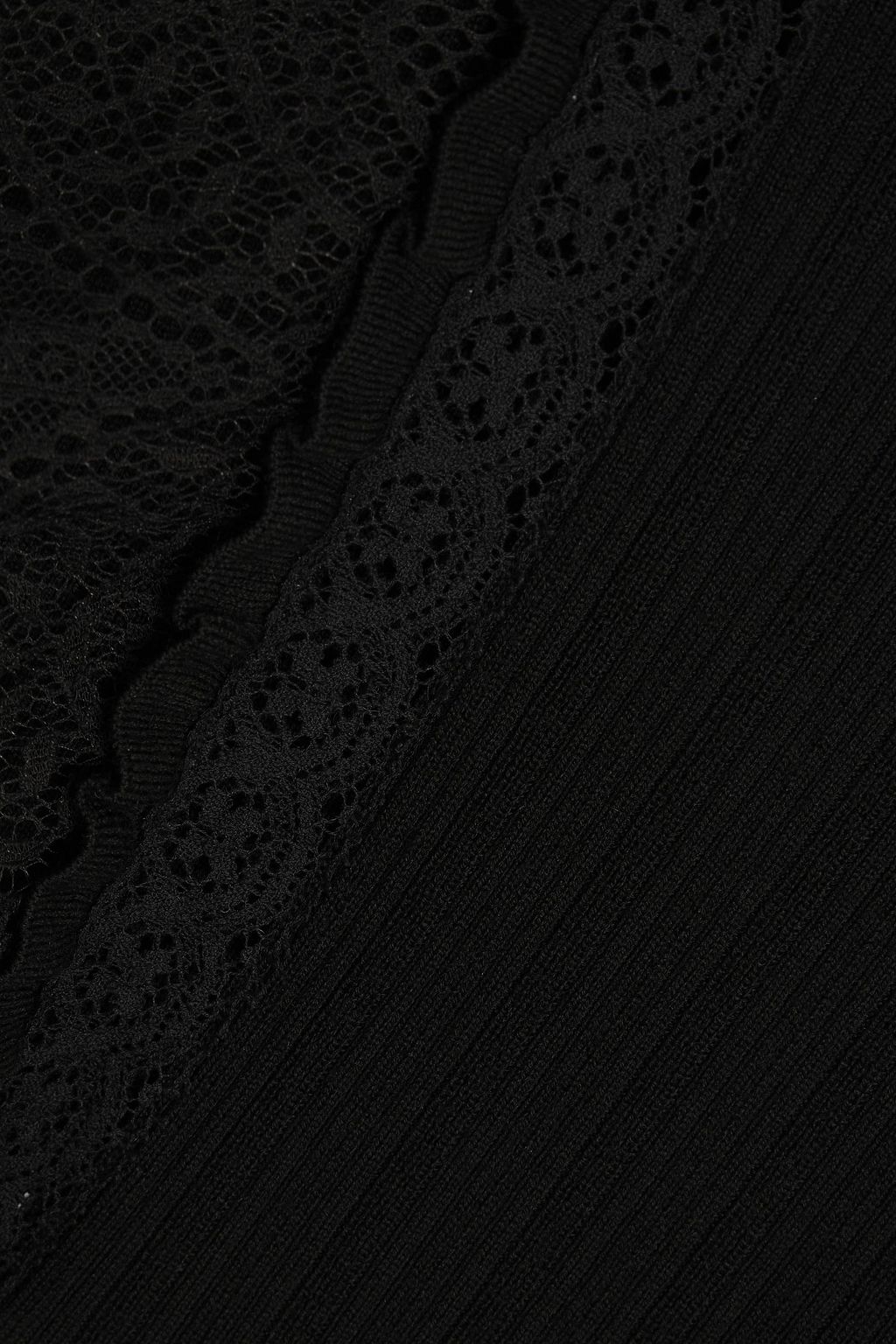 VALENTINO GARAVANI Lace-trimmed wool top
