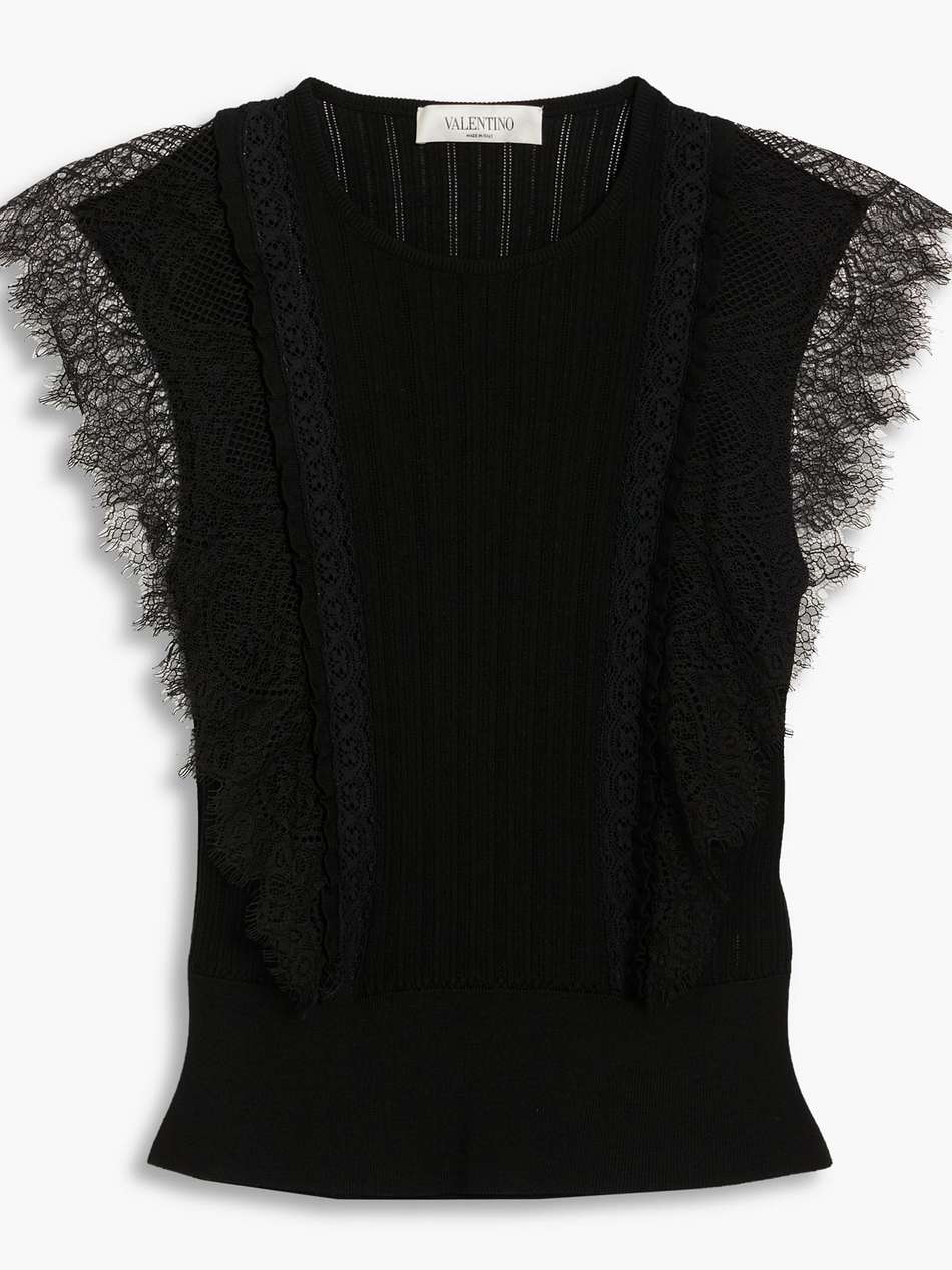 lace-trimmed wool top