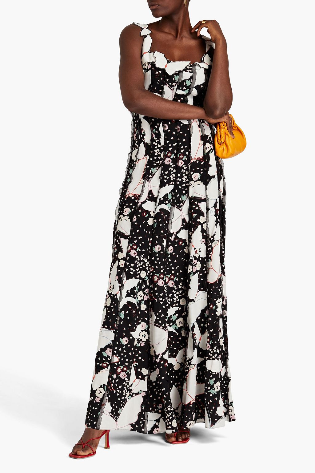 VALENTINO GARAVANI Ruffled printed silk-blend chiffon maxi dress