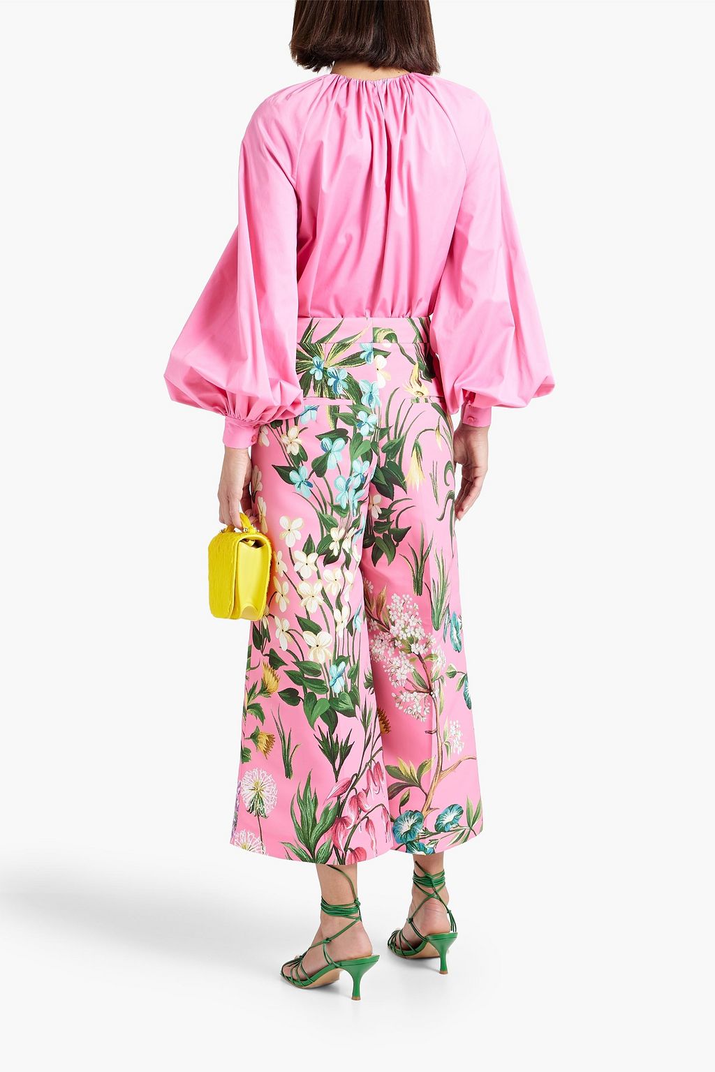 OSCAR DE LA RENTA Gathered cotton-blend twill top