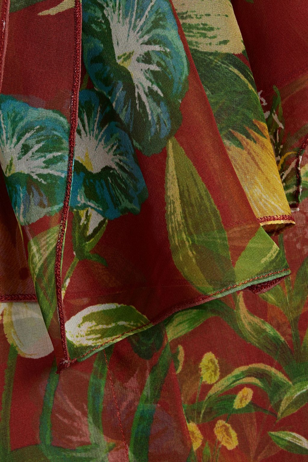OSCAR DE LA RENTA Pussy-bow floral-print silk-chiffon blouse