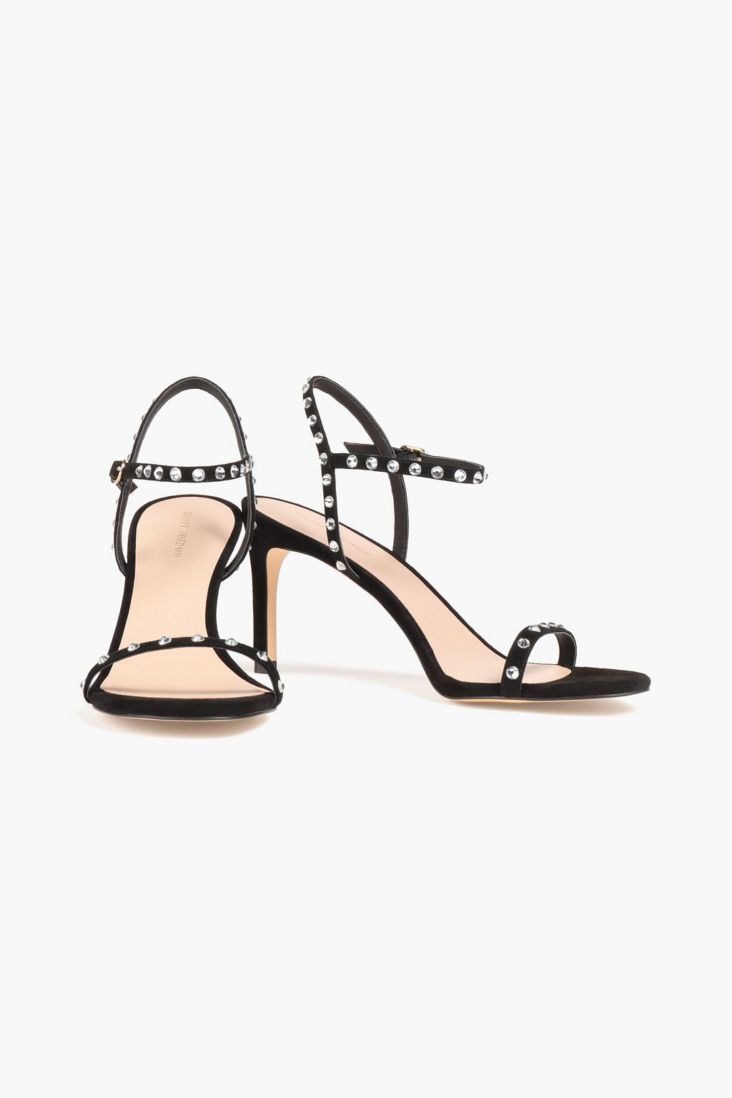 STUART WEITZMAN صندل «دانسر» من الجلد السويدي بكعب مقاس 80 مزين بالكريستال