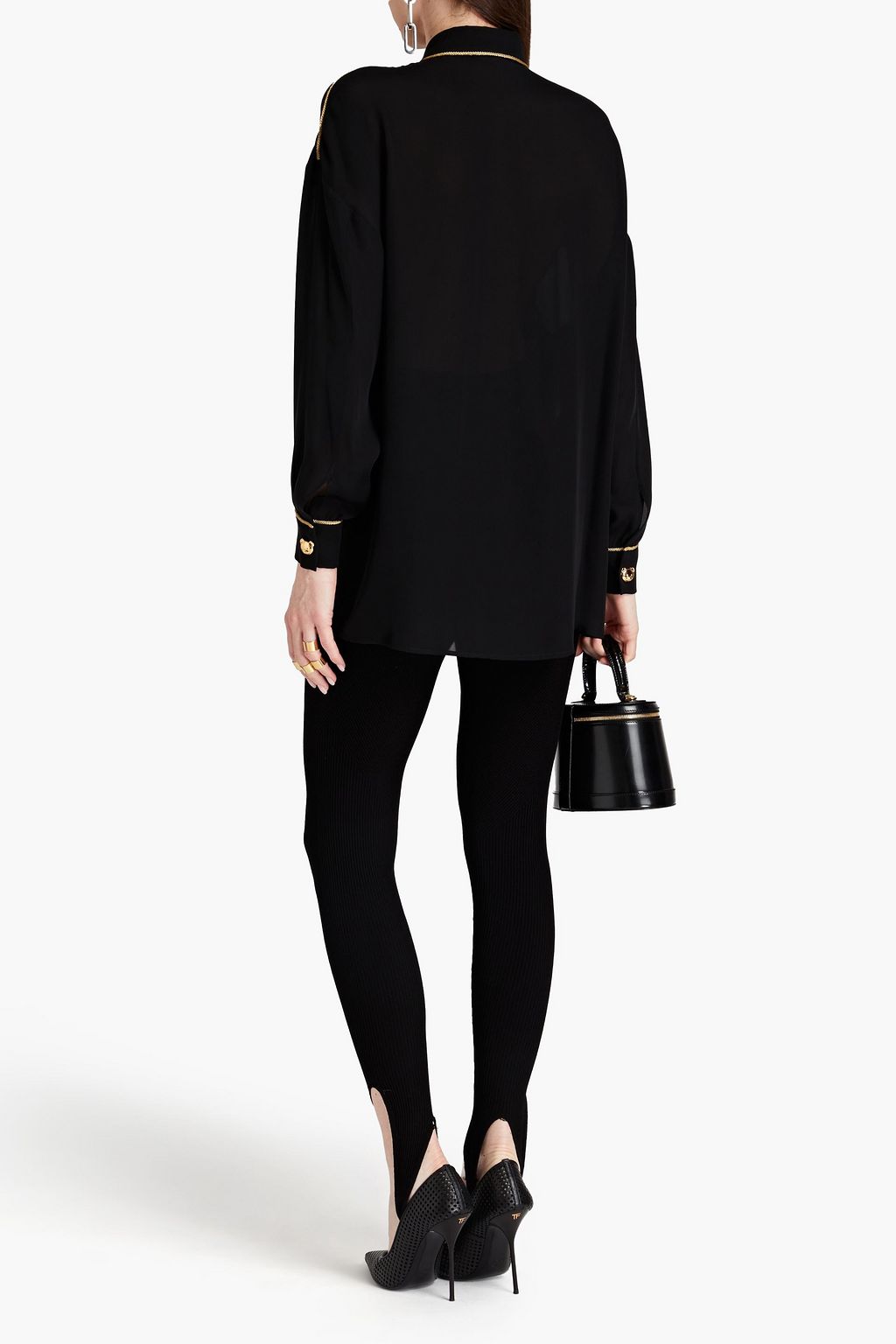 MOSCHINO Piped silk crepe de chine shirt