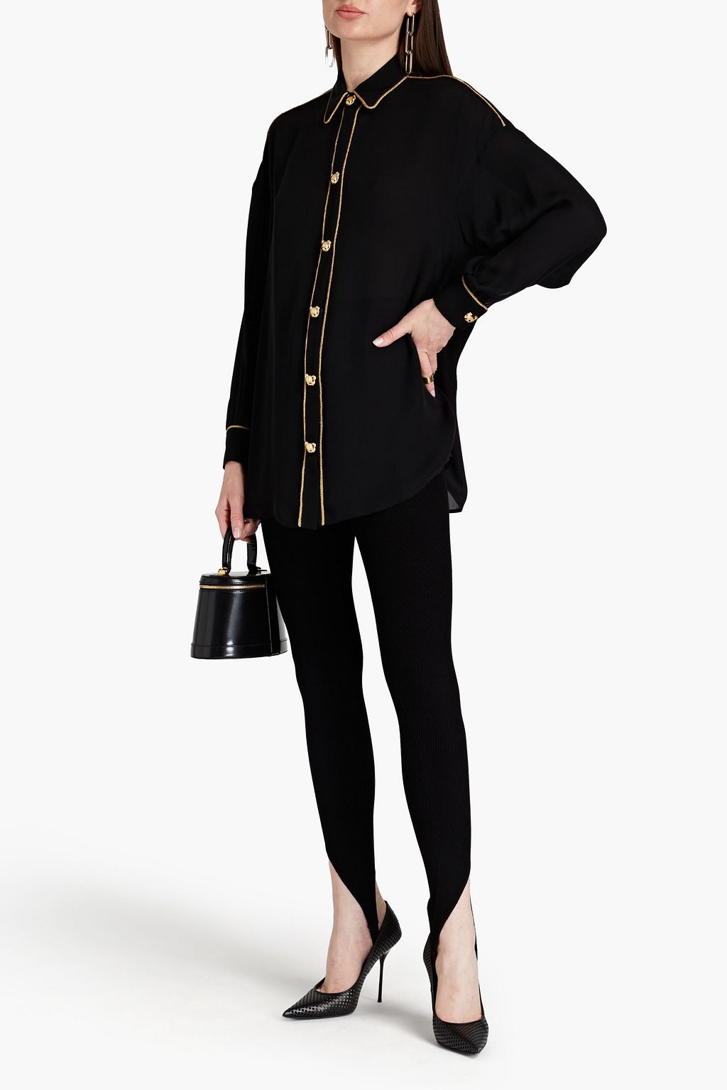 MOSCHINO Piped silk crepe de chine shirt