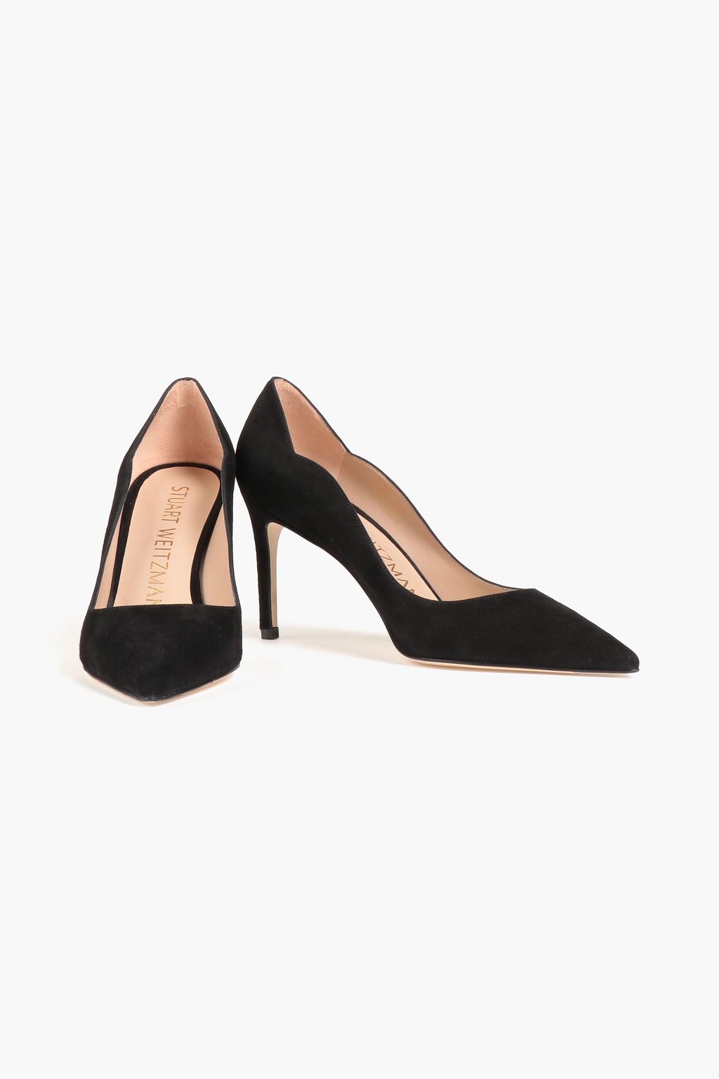 STUART WEITZMAN Stuart 85 scalloped suede pumps
