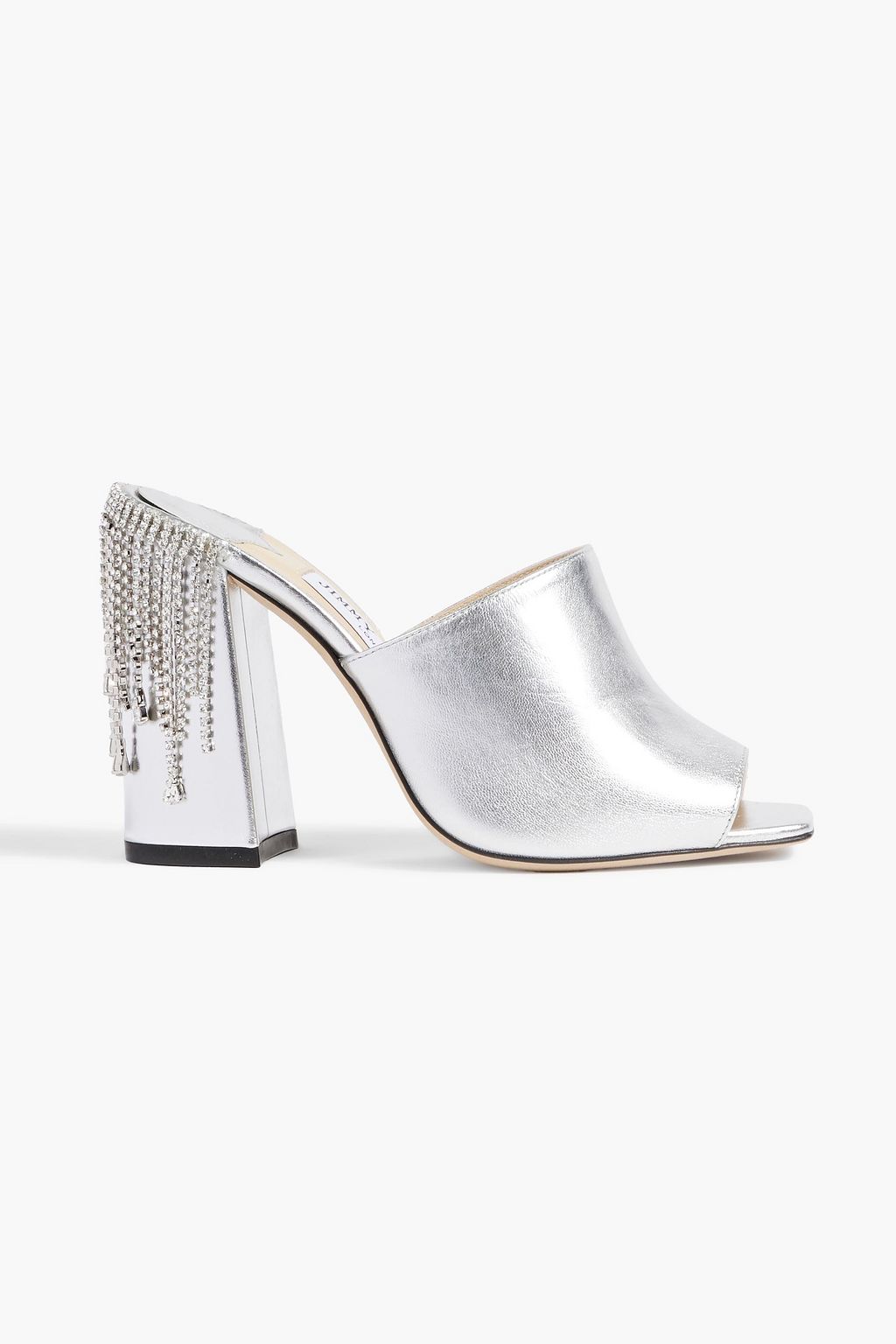 Baia 100 crystal embellished metallic leather mules silver EU 37.5