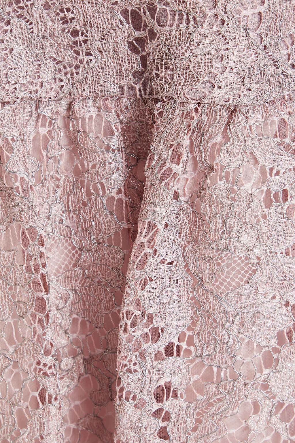 VALENTINO GARAVANI Mehrlagiges Kleid aus schnurgebundener Spitze mit Metallic-Effekt