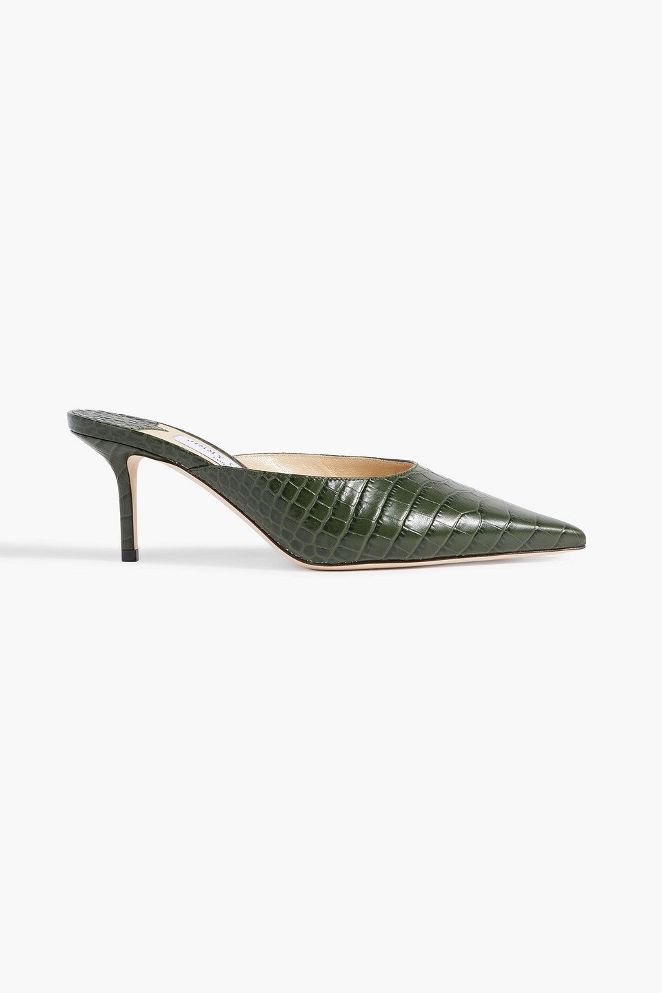 Jimmy Choo Rav 65 Croc-effect Leather Mules In Black