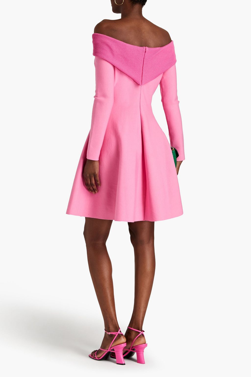 OSCAR DE LA RENTA Off-the-shoulder stretch-knit mini dress