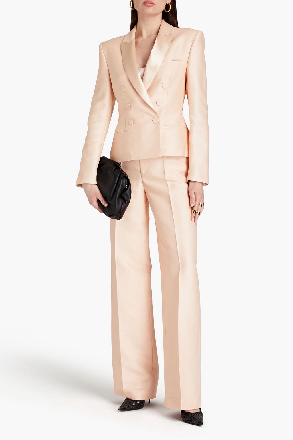 PHILOSOPHY DI LORENZO SERAFINI Double-breasted satin-trimmed twill blazer