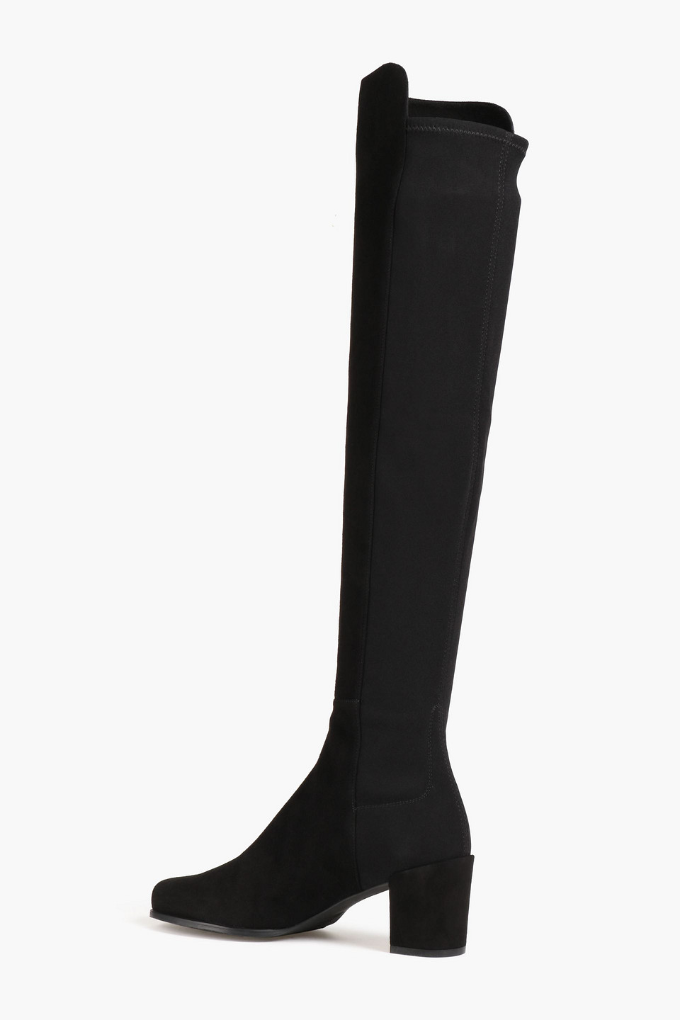 Shop Stuart Weitzman Suede And Neoprene Knee Boots In Black