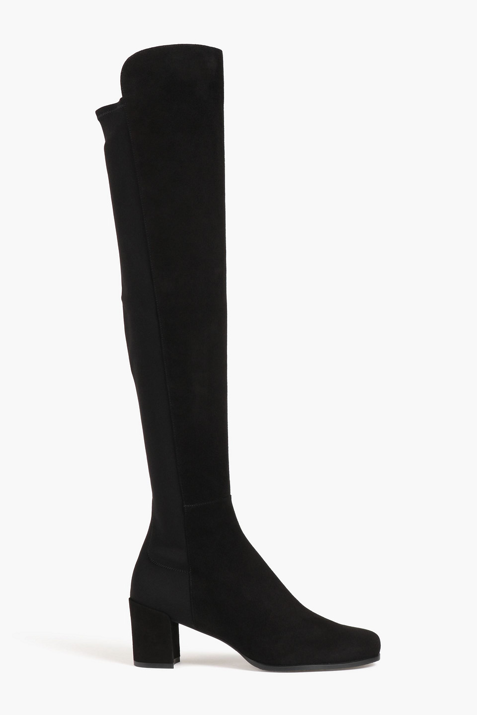 Stuart Weitzman Suede And Neoprene Knee Boots In Black