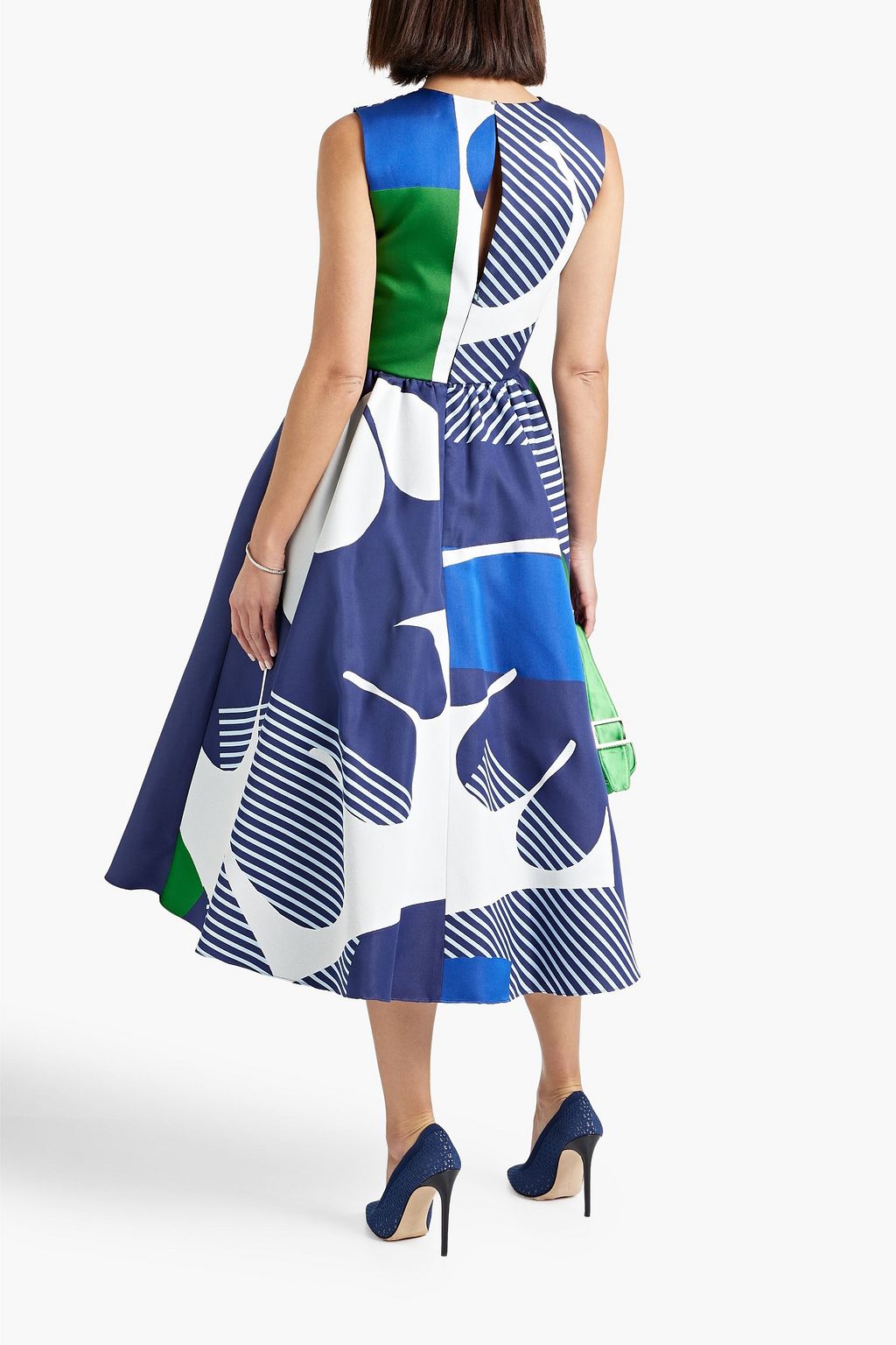OSCAR DE LA RENTA Flared satin-jacquard midi dress