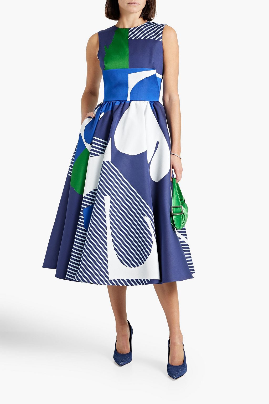 OSCAR DE LA RENTA Flared satin-jacquard midi dress