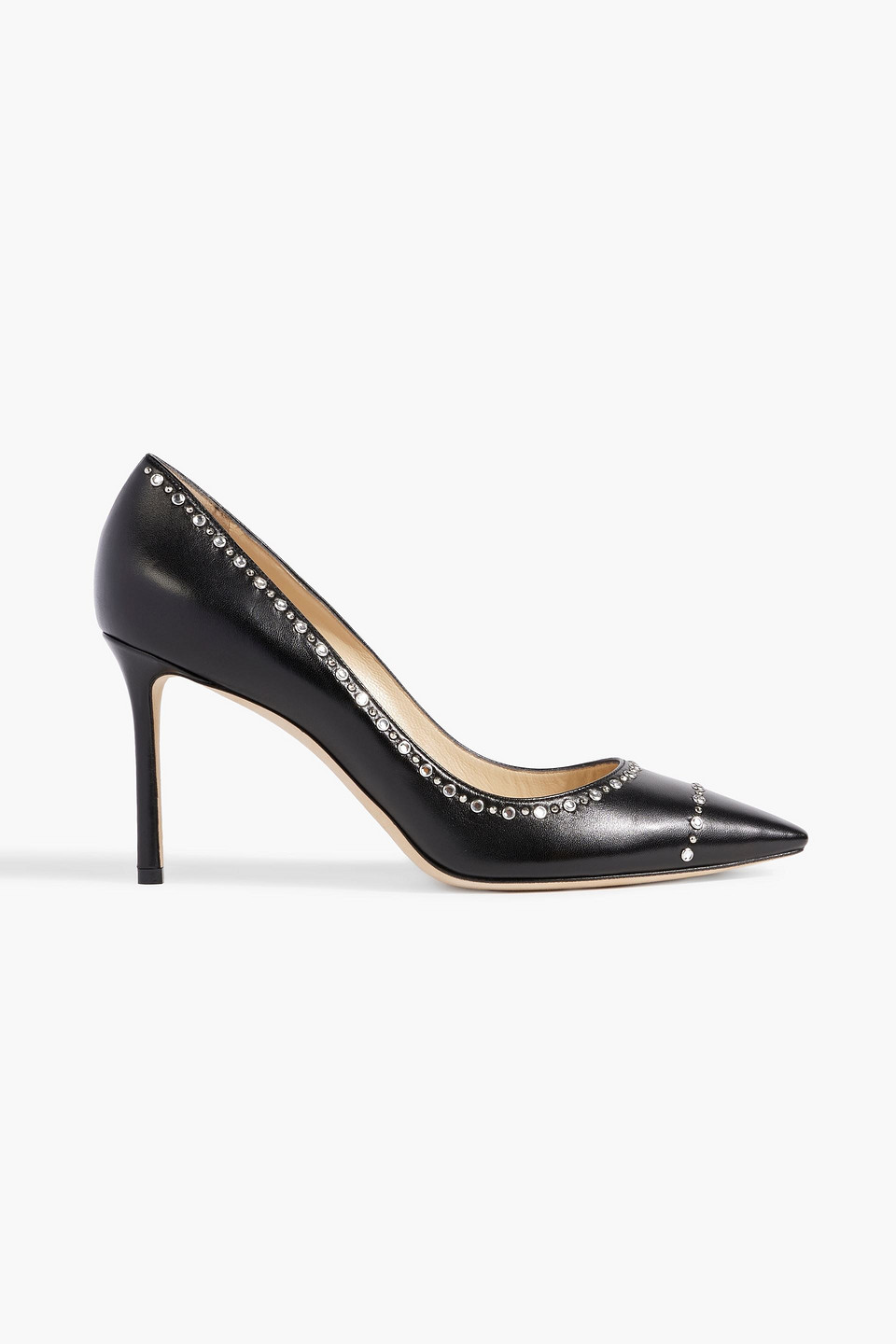 Jimmy Choo Romy 85 Embellished Leather Pumps In Black Patent