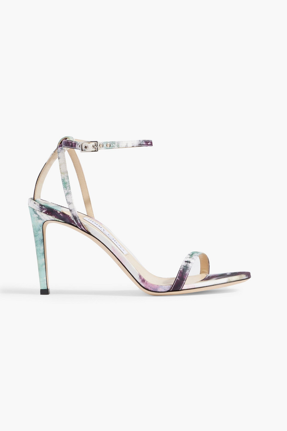 Jimmy Choo Minny 85 Tie-dyed Satin Sandals In Purple