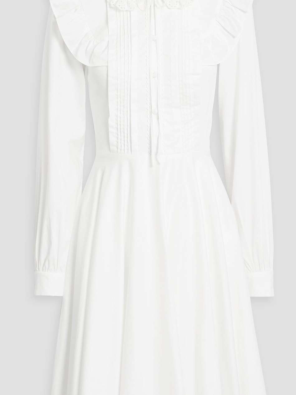crochet-trimmed pintucked poplin dress