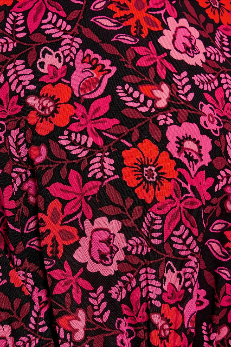 Derek Lam 10 Crosby Gathered Floral-print Crepe De Chine Top In Red