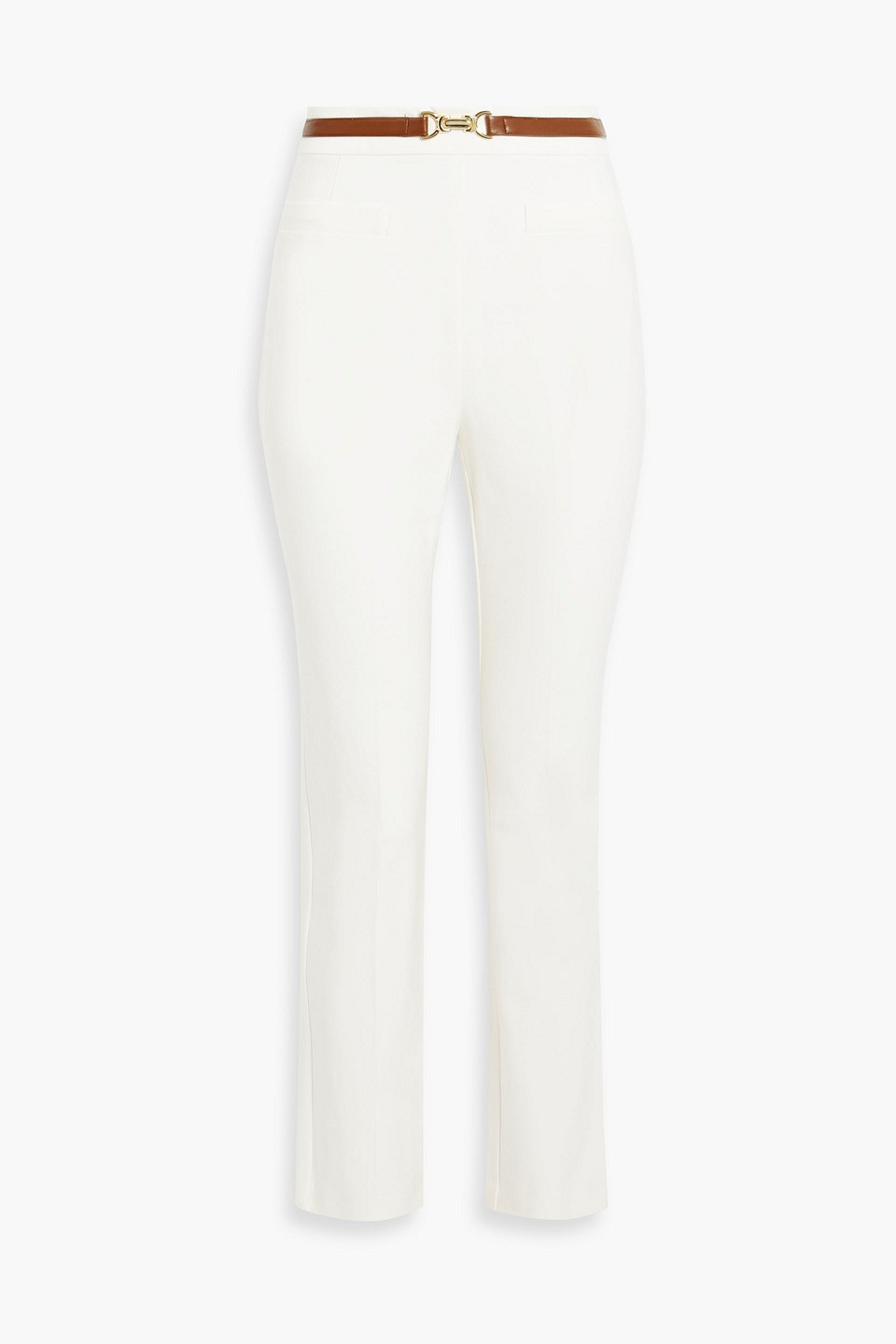 Cotton-blend twill straight-leg pants